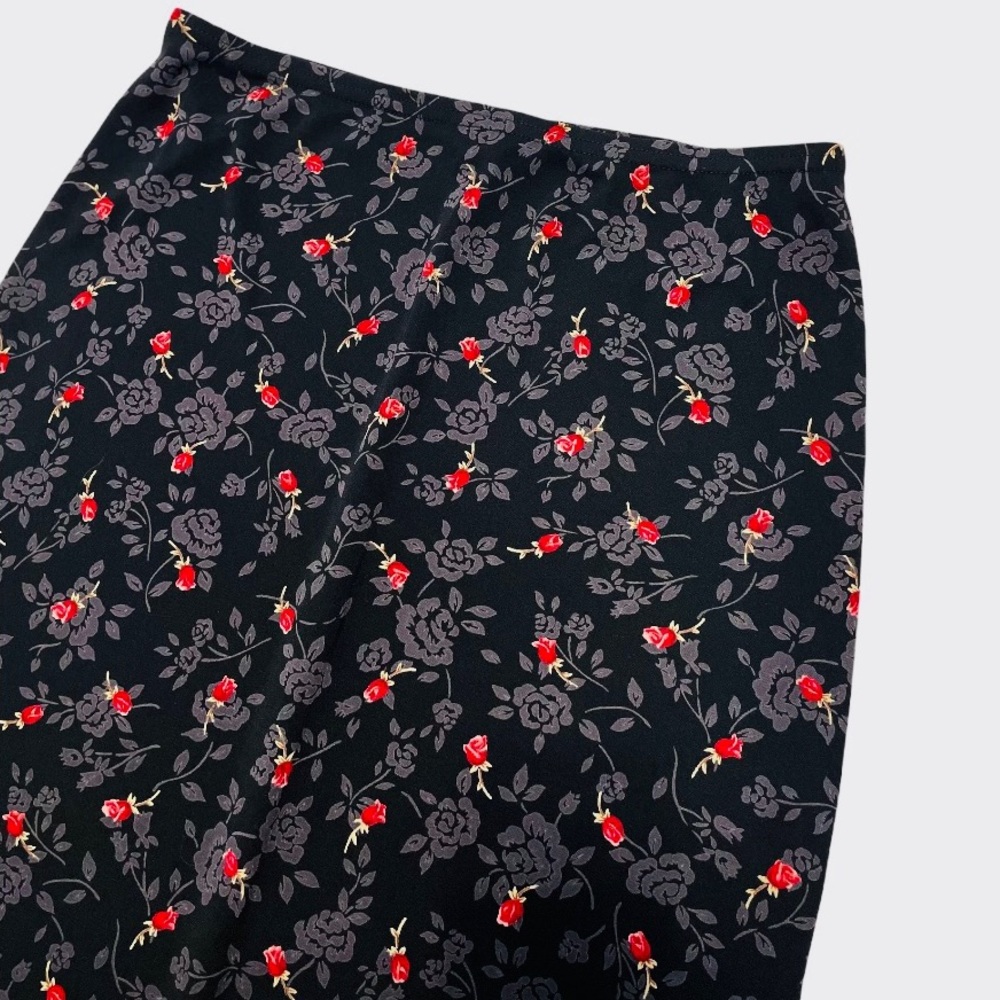 Vintage 90s Wrapper Fairygoth Rose Print Maxi Skirt - Picture 1 of 7